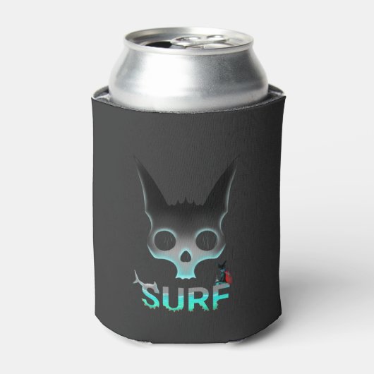 Skull Graffiti Surf Cat Dosenkühler (Kanne Vorderseite)