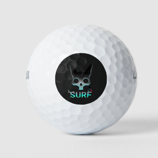 Skull Graffiti Surf Cat Golfball (Vorderseite)