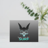 Skull Graffiti Surf Cat Postkarte (Stehend Vorderseite)
