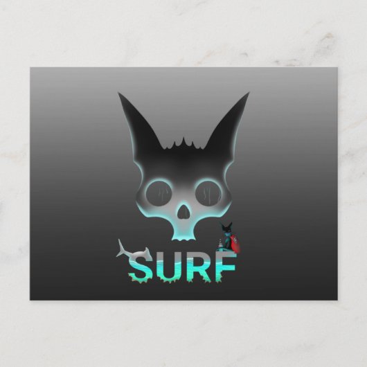 Skull Graffiti Surf Cat Postkarte (Vorderseite)