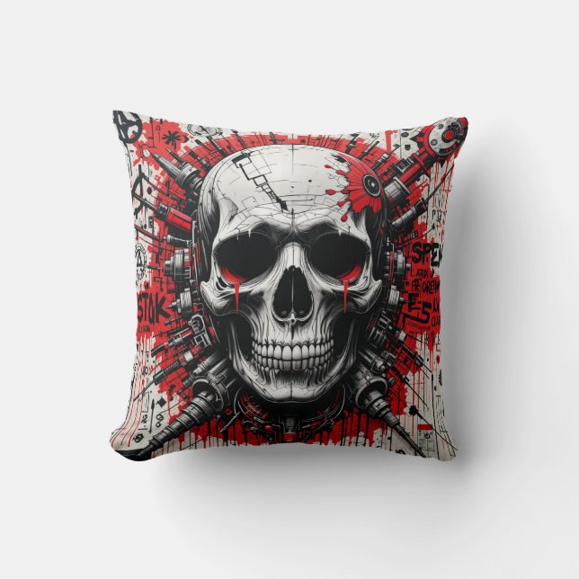 Skull Graffiti Throw Kissen (Vorderseite)