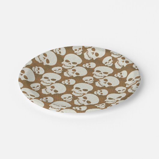 Skull-Grafikmuster-Design Pappteller (Schrägansicht)