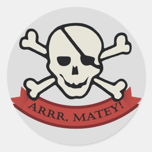 Skull - Graue, klassische Rundaufkleber, glänzend Runder Aufkleber (Vorderseite)