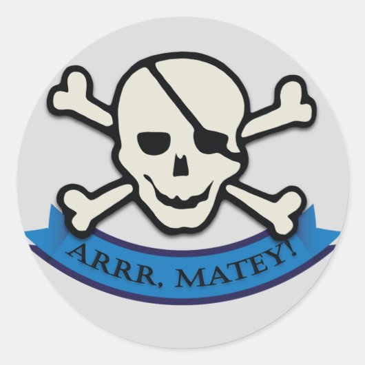 Skull - Graue, klassische Rundaufkleber, glänzend Runder Aufkleber (Vorderseite)