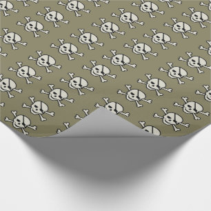 Skull - Graues glänzendes Papier, 30" x 15' Geschenkpapier