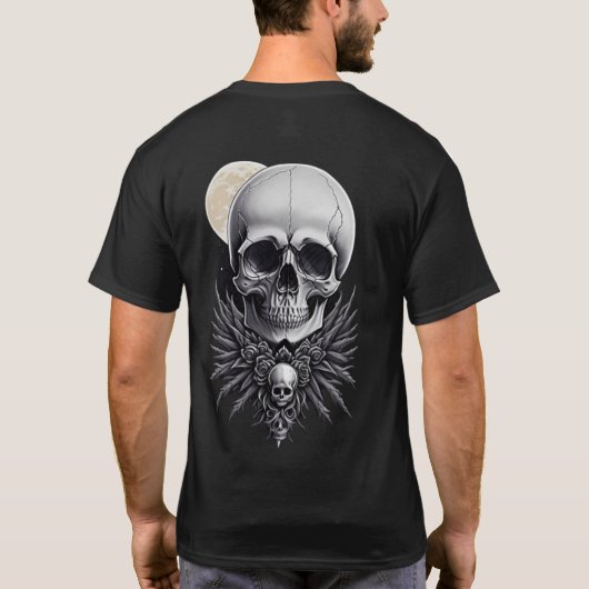 Skull-graues Gothic-Hemd T-Shirt (Rückseite)