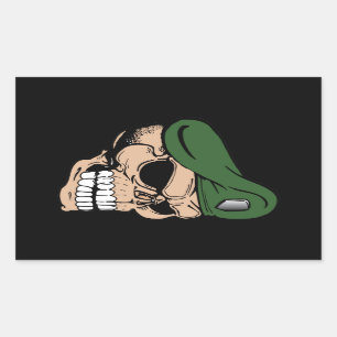 Skull Green Beret Rechteckiger Aufkleber