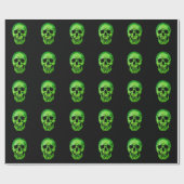 Skull Green Black Geschenkpapier (Flach)