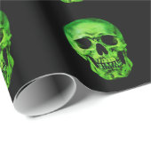 Skull Green Black Geschenkpapier (Rolleneckpunkt)
