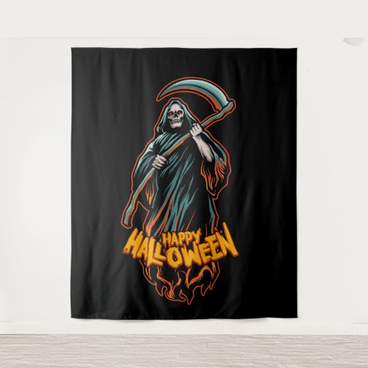 Skull Grim Sensenmann Halloween Background Wandteppich (Vorderseite)
