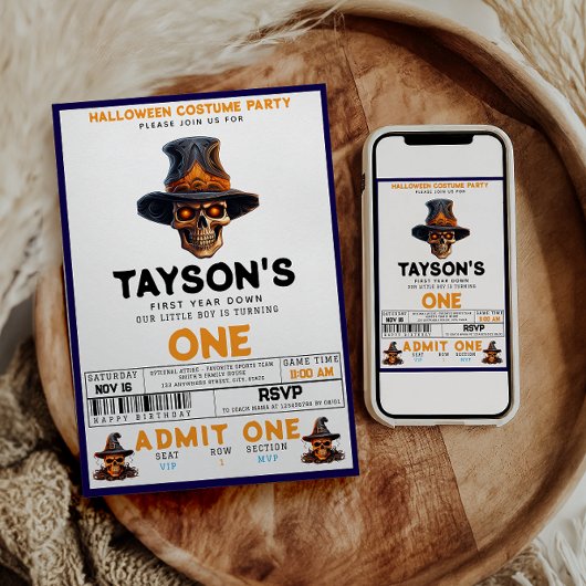 Skull Halloween 1. Geburtstag Kostüm Party Einladung