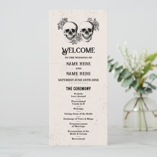 Skull Halloween Begrüßungsfeier Programm (Stehend Vorderseite)