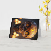 Skull Halloween Card Karte (Gelbe Blume)