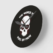 Skull Halloween Dark Black Beängstigend Runde Wanduhr (Winkel)