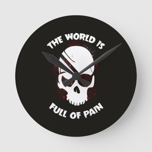 Skull Halloween Dark Black Beängstigend Runde Wanduhr (Vorderseite)