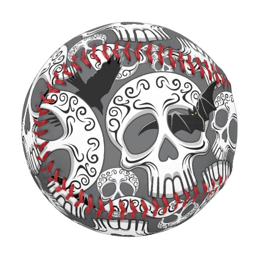 Skull Halloween Dekorative Calaveras Baseball (Vorderseite Links)