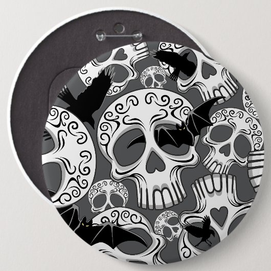 Skull Halloween Dekorative Calaveras Button (Vorne & Hinten)