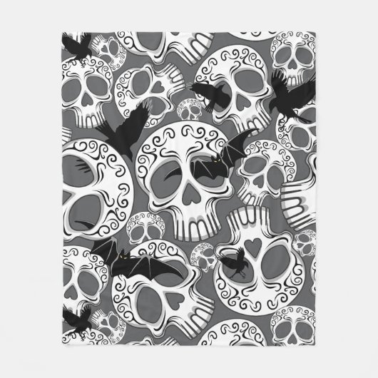 Skull Halloween Dekorative Calaveras Fleecedecke (Vorderseite)