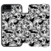 Skull Halloween Dekorative Calaveras Incipio iPhone Geldbeutel-Hülle (Folio Geöffnet)