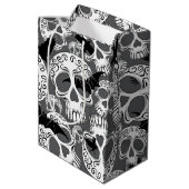 Skull Halloween Dekorative Calaveras Mittlere Geschenktüte (Rückseite Schrägansicht)