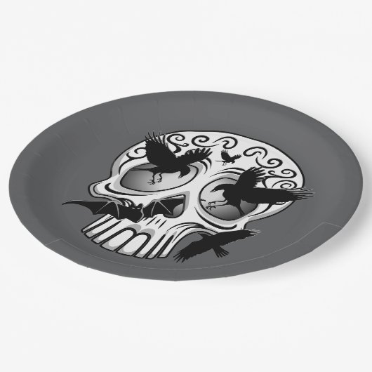 Skull Halloween Dekorative Calaveras Pappteller (Schrägansicht)