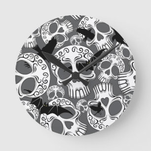 Skull Halloween Dekorative Calaveras Runde Wanduhr
