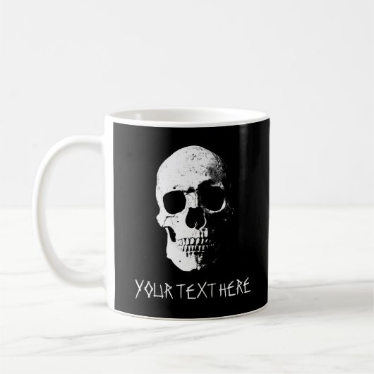 Skull-Halloween für benutzerdefinierbare Text&Desi Kaffeetasse (Links)