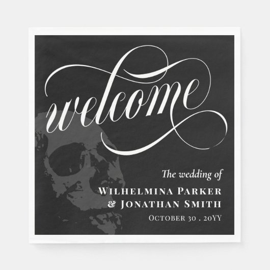 Skull Halloween Goth Wedding Welcome Serviette (Vorderseite)