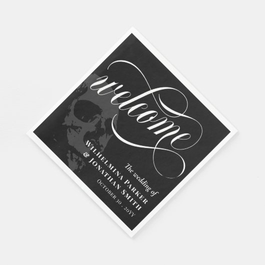 Skull Halloween Goth Wedding Welcome Serviette (Ecke)