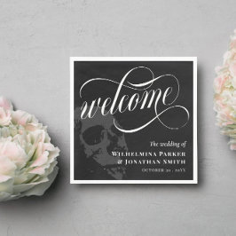 Skull Halloween Goth Wedding Welcome Serviette