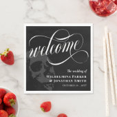 Skull Halloween Goth Wedding Willkommen Serviette (Beispiel)