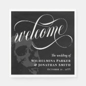 Skull Halloween Goth Wedding Willkommen Serviette (Vorderseite)