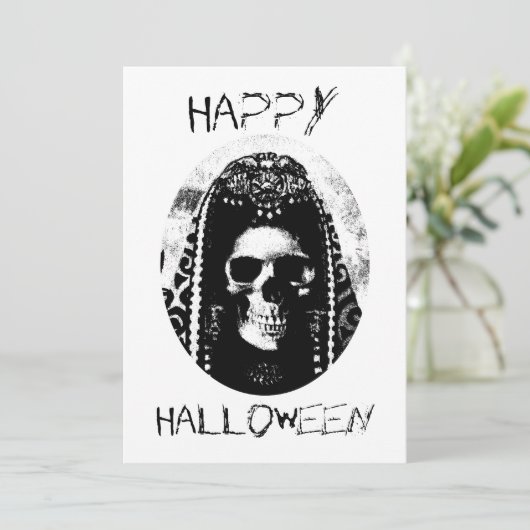 Skull Halloween Invite Einladung (Stehend Vorderseite)