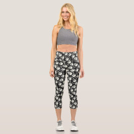 Skull Halloween Nahtloses Muster Capri Leggings