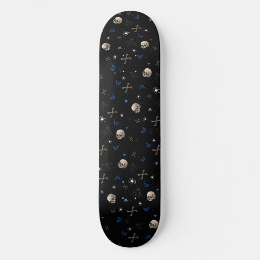 Skull Halloween Nahtloses Muster Skateboard (Vorderseite)