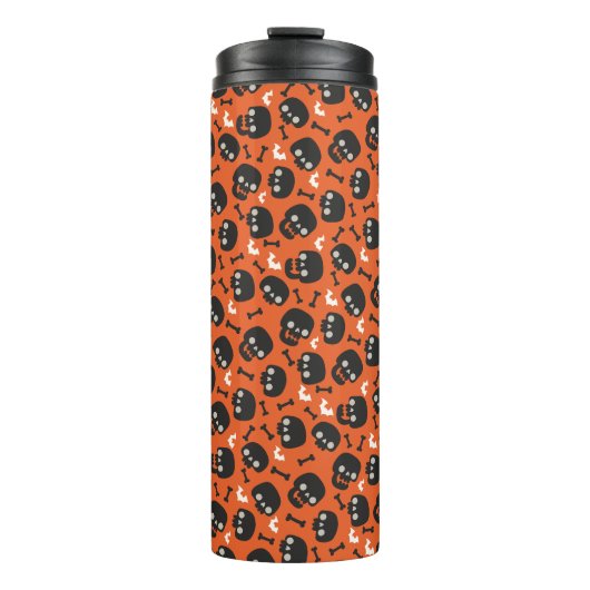 Skull Halloween Nahtloses Muster Thermosbecher (Vorderseite)