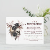 Skull Halloween Open House Einladung (Stehend Vorderseite)