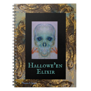 Skull Halloween Snakes Maureen Girard Spuk Notizblock