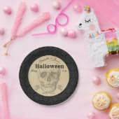 Skull Halloween Vintag Black Gothic Elegant Pappteller (Party)