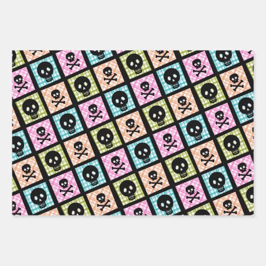 Skull Halloween Wrapping Paper Set Geschenkpapier Set (Vorderseite 2)