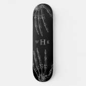 Skull Hände Monogram Trendy Schwarz-weiß Skateboard (Vorderseite)