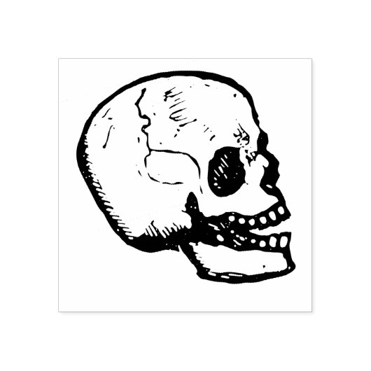 Skull Happy Halloween Horror Spooky Black Gummistempel (Prägung)