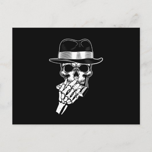 Skull Harmonica Blues Music Instrument Sound Gift Postkarte (Vorderseite)