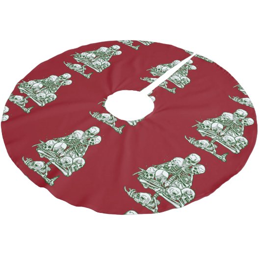 skull hässlichen Weihnachtsbaum Skelett gotisch Polyester Weihnachtsbaumdecke (Schrägansicht)