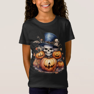 Skull Head and Pumpkins T - Shirt