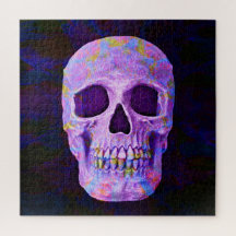 Skull Head Day des Toten Lila blauen Neon Gothic