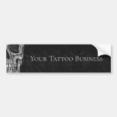 Skull Head Gothic Black and White Tattoo Shop Autoaufkleber (Vorne)