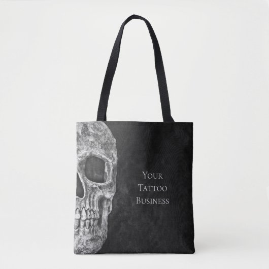 Skull Head Gothic Black and White Tattoo Shop Tasche (Vorderseite)