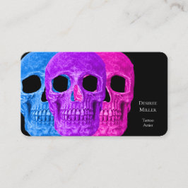 Skull Head Gothic Blue Pink Lila Black Pop Art Visitenkarte