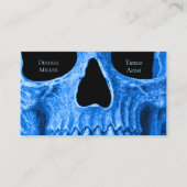 Skull Head Gothic Neon Blue Black Tattoo Shop Visitenkarte (Vorderseite)